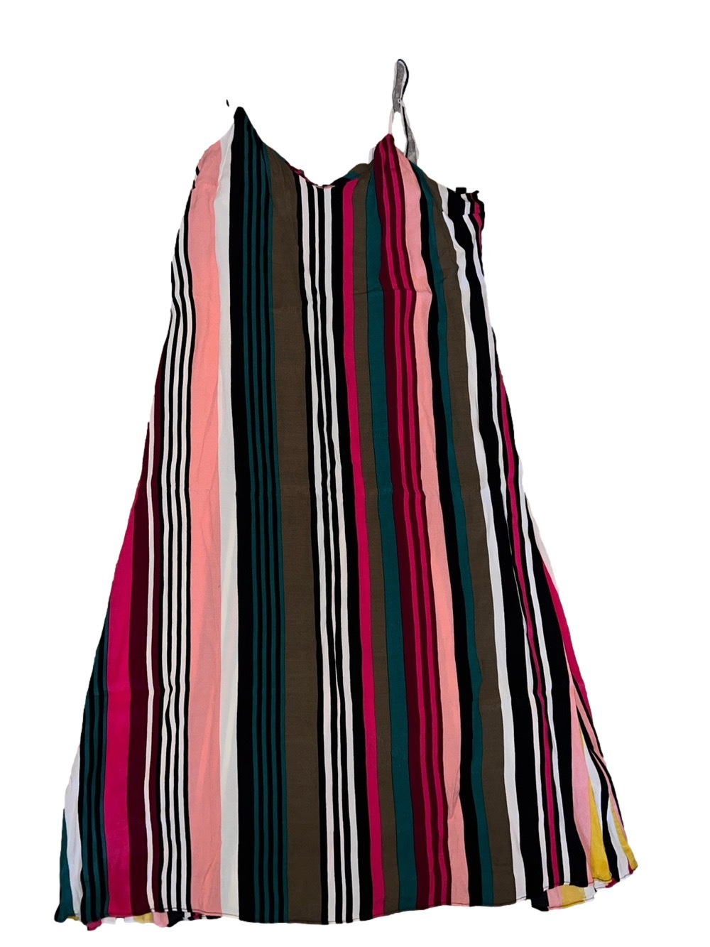 Express Striped Multi-Color Cami Dress with Pink, Teal, Black & White